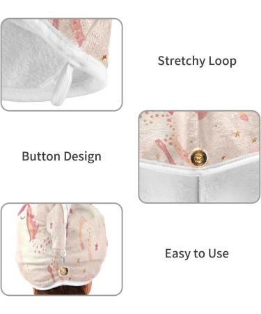 Unicorn Rainbow Pink Hair Towels 2 Pack - Super Absorbent Quick Dry Hair Turbans for Women & Girls - Buy Online on GoSupps.com