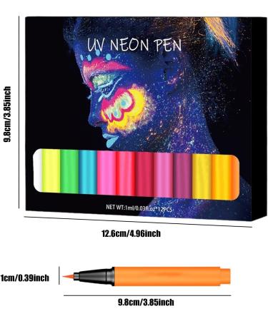 Glow In The Dark Eye Liner | 12 Colors High Pigmented Neon Graphic Liners | Waterproof Smudge-Proof Body Face Paint Makeup For Christmas - Buy Online on GoSupps.com