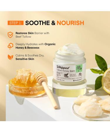 HealthyDerm Beef Tallow Balm Duo Copper Peptide Blue Balm + Honey Tallow Moisturizer Natural Face & Body Care for Dry Mature & Sensitive Skin 4oz Total - Buy Online on GoSupps.com