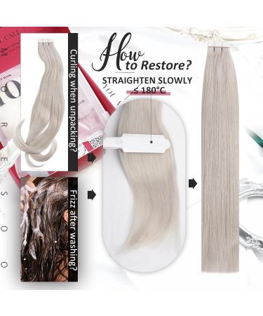 Buy Moresoo #60A Tape In Hair Extensions - 55 cm Remy Real Hair White Blonde 20 Pieces (50g) - Seamless & Long Lasting - Buy Online on GoSupps.com