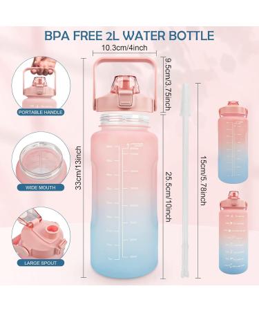 Ketiee 2L Drinking Bottle with Straw | BPA-Free Water Bottle with Time Marking | Leak-Proof Sports Bottle for Fitness Camping Yoga & Travel (Pink/Blue) - Buy Online on GoSupps.com