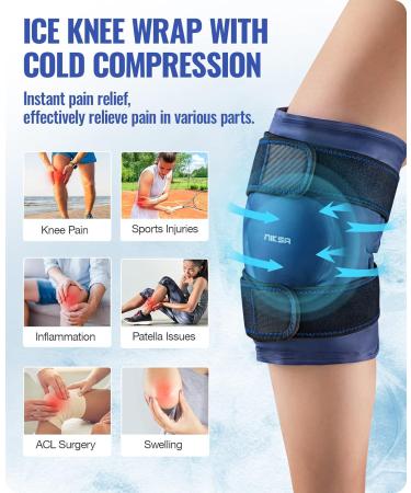 Niksa Gel Ice Pack for Knee Pain Relief - Reusable Cold Compress Therapy for Injuries, Swelling, Bruises - Ideal for Meniscus Tear, ACL, Surgery - Navy - Buy Online on GoSupps.com