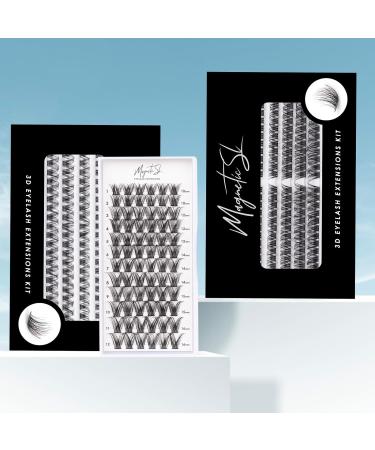 120PCS 3D Individual Cluster Eyelashes Kit - Natural Look D Curl Reusable Fluffy Extensions with Applicator and Bond - DIY Mix 10-16MM Lash Extension Set - Buy Online on GoSupps.com