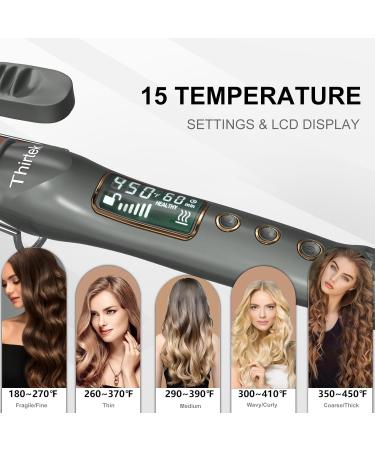 Thirtek 1-Inch Extra Long Barrel Curling Iron - Ceramic Tourmaline 450 F Fast Heat 15 Temp Settings Auto Shut-Off Dual Voltage - Rose Gold - Buy Online on GoSupps.com