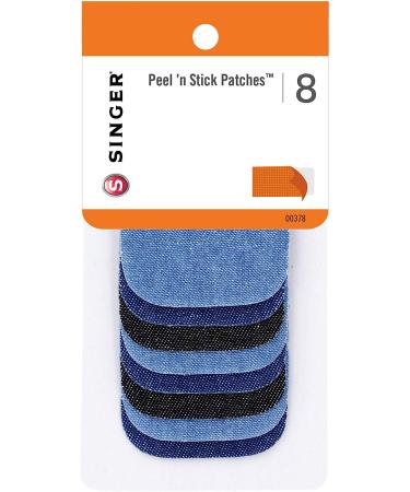 SINGER 00378 Peel N Stick Reusable Patches 2x3 Inch, 8-Count Assorted Denim - White - Buy Online on GoSupps.com
