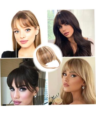 Fake Bangs Clip in Fringe High Temperature Fiber Clip in Bangs with Temple Hair Breathable Natural Look Fake Flat Bangs Front Face Fake Fringe for Women Girl (A) style1 - Buy Online on GoSupps.com