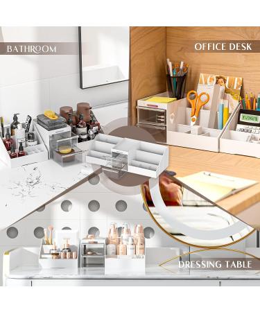 Large Capacity Makeup Organizer with Drawers for Vanity - White/Clear - Buy Online on GoSupps.com