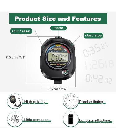Flutesan 24 Pack Stopwatch Timers for Coaches & Referees - Large LCD Screen with Time Calendar Clock - Buy Online on GoSupps.com