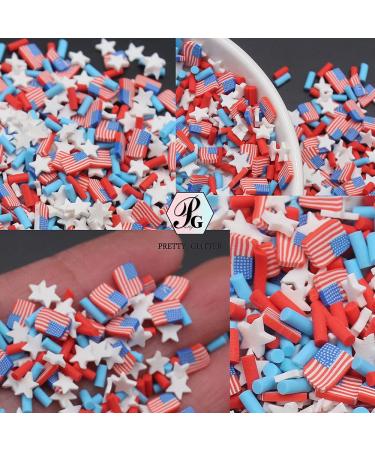 2oz Pack 3D American Flag Red Sugar Granules Polymer Clay DIY Decoration - Nail Art, Slime Kit, Cake Dessert - RT-USFlag - Buy Online on GoSupps.com