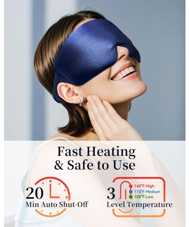 Silk Cordless Heated Eye Mask | Moist Heat Eye Compress for Dry Eyes & Stye Relief | Rechargeable & Washable | Comfortable Travel Sleep Mask in Navy Blue - Buy Online on GoSupps.com