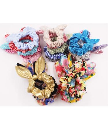 22PCS Bunny Ear Hair Scrunchies Set - Elastic Hair Bands for Women, Girls, Teens, and Kids - Buy Online on GoSupps.com
