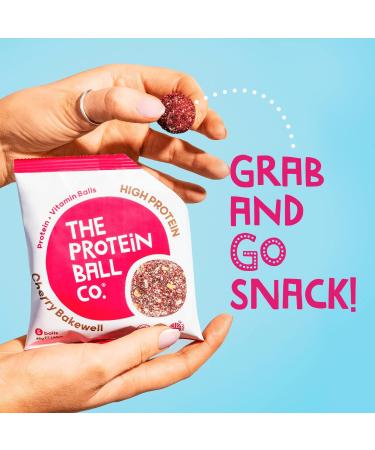 Cherry Bakewell Flavour Protein Balls by The Protein Ball Co - Plant Based Vitamin Enriched Snacks - 10 x 45g Bags - Gluten Free & No Artificial Sweeteners - Buy Online on GoSupps.com