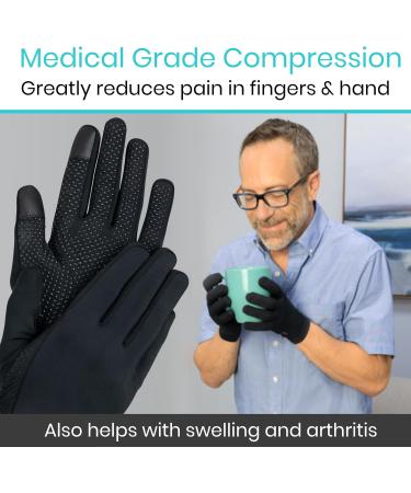 Vive Copper Arthritis Gloves - Full Hand Compression Touchscreen for Carpal Tunnel & Joint Pain Relief - Flexible Wrist & Thumb Support - Black X-Large for Men & Women - Buy Online on GoSupps.com