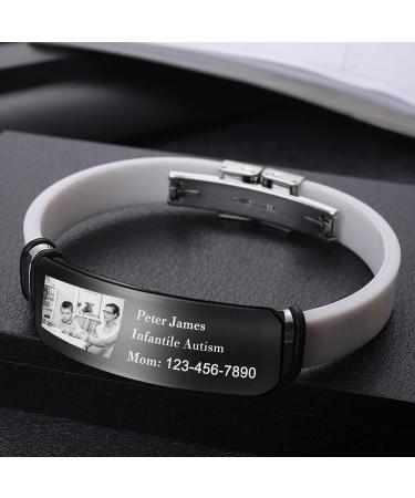 Skartam Personalized Medical Alert Bracelets | Custom Silicone ID Wristband for Men, Women & Kids | Engraved Picture Logo & Text | Sport Emergency Bracelet - Buy Online on GoSupps.com