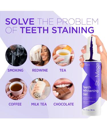 St. Mege Purple Toothpaste | Teeth Whitening Gel with Color Wheel Technology | Gentle Formula for Adults | Stain Removal & Brightness Booster | 1 fl oz - Buy Online on GoSupps.com