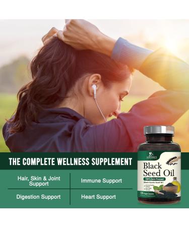 Black Seed Oil Capsules 1000mg - Premium Cold Pressed Nigella Sativa for Immune & Digestive Support - Vegan & Non-GMO - 120 Capsules - Buy Online on GoSupps.com