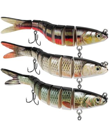 QAYE 3PCS Bass Fishing Lures for Freshwater & Saltwater, Multi-Jointed Swimbaits for Trout Salmon Catfish Largemouth Smallmouth IN5508