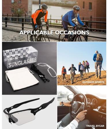 Banglong Self-Tinting Bicycle Glasses - UV400 Protection Sports Sunglasses for Men | Perfect for Cycling Running Baseball & MTB - Buy Online on GoSupps.com