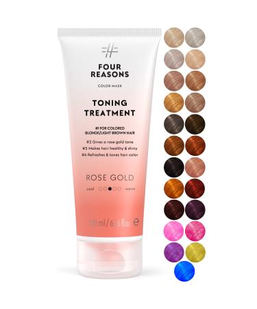 Four Reasons Color Mask - Rose Gold - (27 Colors) Toning Treatment Color Depositing Conditioner Tone & Enhance Color-Treated Hair - Semi Permanent Hair Dye Vegan and Cruelty-Free 6.76 fl oz