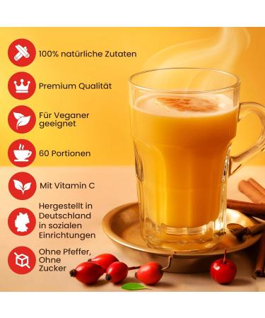  He-Ju He-Ju Organic Golden Milk Immungold 300g (60 servings) with vitamin C from acerola and rosehip sugar-free pepper-free strengthens the immune system Ayurvedic vegan and additive-free - Buy Online on GoSupps.com