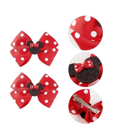 Red Polka Dot Mouse Ear Scrunchies & Hair Bow Clips Set for Girls - Perfect for Costume & Party Decorations - Buy Online on GoSupps.com