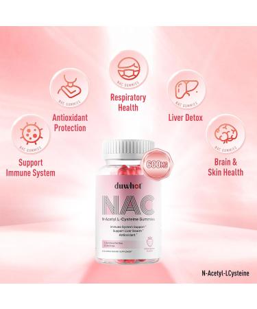 Buy NAC Gummies 600mg | N Acetyl Cysteine for Antioxidants Immune Support & Lung Health | Chewable Strawberry Flavor | 60ct International Shipping Available - Buy Online on GoSupps.com