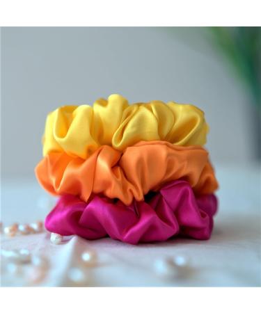 3-Pack Silk Hair Gums - 100% Pure Mulberry 16 Momme Hair Ties for Women & Girls - Tiger Lily Design - Buy Online on GoSupps.com
