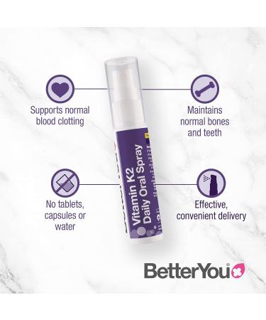 BetterYou Vitamin K2 Oral Spray - Bone Health & Blood Clotting Support - 2-Month Supply - UK Made - Peppermint Flavour - Buy Online on GoSupps.com