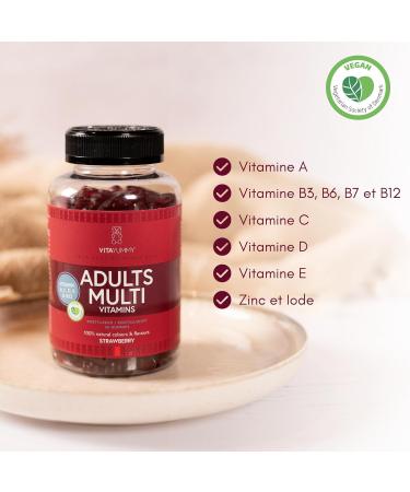 VitaYummy Strawberry Multivitamin Gums for Adults - Vegan Jelly Cubs as Food Supplement - Vitamin A C D B12 and Zinc Supports the Immune System 60 Sweets - Buy Online on GoSupps.com