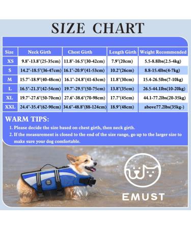 Emust Dog Swimming Vest - Reflective Lifeguard Vest for Small Dogs with Rescue Handle | Safe Swimming & Boating - PO Blue - Buy Online on GoSupps.com