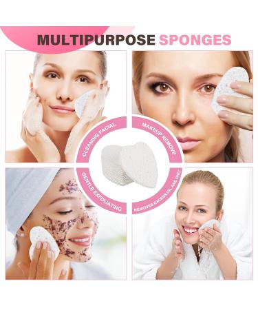 60 White Compressed Heart Makeup Sponges - Reusable Face Cleaning & Peeling Sponges for Deep Cleaning & Makeup Removal - Buy Online on GoSupps.com