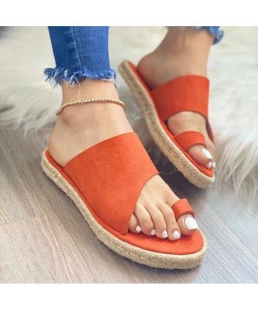 Women's Bunion Beach Flip Flops - Orthopedic Toe Ring Sandals | Non-Slip Corrective Slippers for Ladies - Orange, Size 5.5 - Buy Online on GoSupps.com