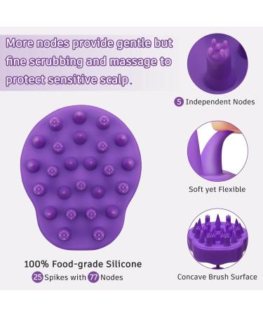Fretech Purple Scalp Massage Brush - 2 Silicone Bristle Types for Sensitive Scalps Deep Cleaning and Hair Growth Stimulation - Buy Online on GoSupps.com