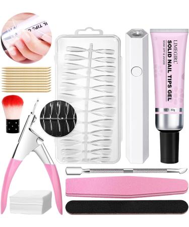 Lnhgh Gel Extension Nail Kit Artificial Extension Nail Set With Tips For Girls | With Nail Gel Nail Paint Brush Nail Scrub Strip Nail Scissors Nail Tips Nail Lamp Transparent Tips Nails Set - Buy Online on GoSupps.com
