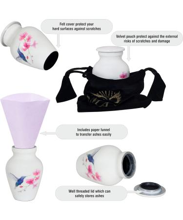 SMARA Small Keepsake Cremation Urn with Velvet Case | Choose From Unique Colors lovely Sharing Mini Metal Token For Human Ashes or Pet. (Keepsake Hummingbird (White)) Keepsake Hummingbird (White) - Buy Online on GoSupps.com
