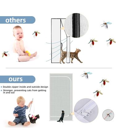 Cat Resistant Upgraded Pet Screen Door | 32''x 80'' Size | Scratch Proof Mesh Door for Living Room, Patio, Kitchen | Zipper Closure - Buy Online on GoSupps.com