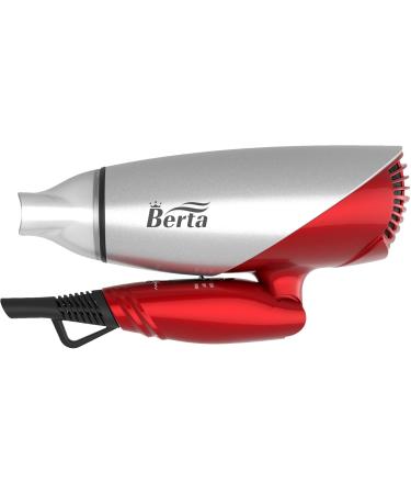 Berta 1875W Folding Hair Dryer - Dual Voltage Travel Blow Dryer with Negative Ions 2 Heat & Speed Settings - Red - Buy Online on GoSupps.com