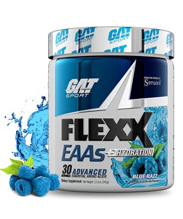 GAT Sport Flexx EAAs + Hydration, Essential Amino Acids with BCAAs, Blue Razz, 30 Servings