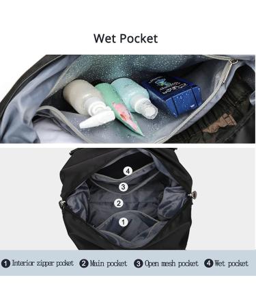LANBX Travel Gym Bag for Women - Black Tote Carry-On Luggage Duffle with Wet Pocket - Buy Online on GoSupps.com