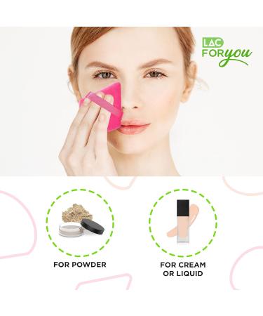 LAC 3 Powder Puff Face Triangle - Mini Velvet Makeup Sponges for Pressed & Loose Foundation (Pink) - Buy Online on GoSupps.com
