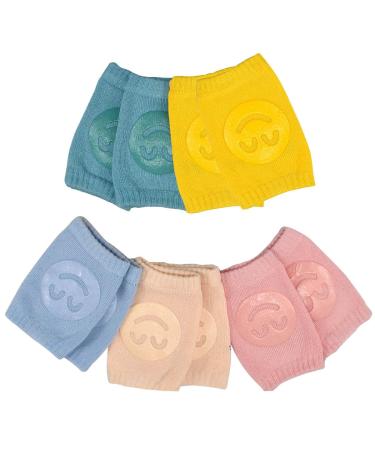 Tinsellns Baby Knee Pads Crawling 5 Pair Baby Knee Pads Anti-Slip Baby Knee Pads Crawling Socks Adjustable Soft Cotton Breathable Safety Protectors for Toddler Infants Kids 0-24 Months