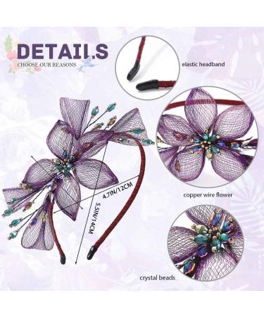 IYOU Copper Wire Wedding Headband Purple Flower Bridal Hair Bands Crystal Headpiece Prom Bridesmaid Bride Hair Accessories for Women - Buy Online on GoSupps.com