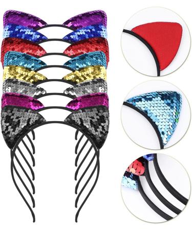 FRCOLOR 8 Pieces Sequin Cat Ears Headbands Reversible Shiny Sequin Hair Hoops Bling Hairband Hair Accessories for Women Girls - Buy Online on GoSupps.com