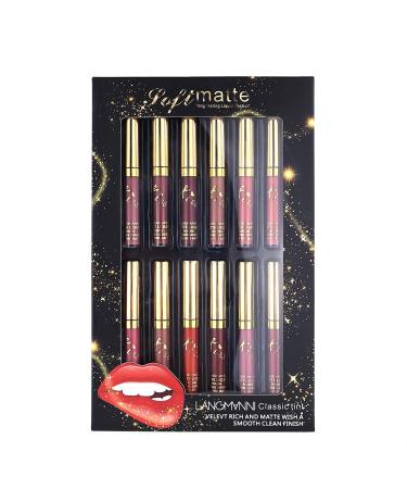 12pcs Matte Velvet Liquid Lipstick Set | Waterproof Long-Lasting Non-Stick Lip Gloss - Sexy Lip Makeup Kit - Buy Online on GoSupps.com