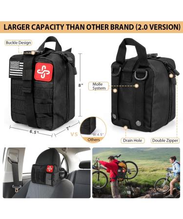 250Pcs Survival Gear First Aid Kit with Molle System Bag and Emergency Tent - Ideal for Earthquake, Outdoor Adventure, Camping, Hiking, Hunting - Gifts for Men Women - A-Black - Buy Online on GoSupps.com
