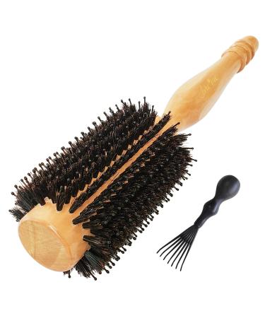 Wood Round Hair Brush with High-Density Boar Bristle for Blow Drying  Straightening  Styling Shoulder or Back Length Hair  Large Round Brush 1.2 Roller  2.4 with Bristles 2.4 Inch with Bristles (1.2 Inch Barrel)