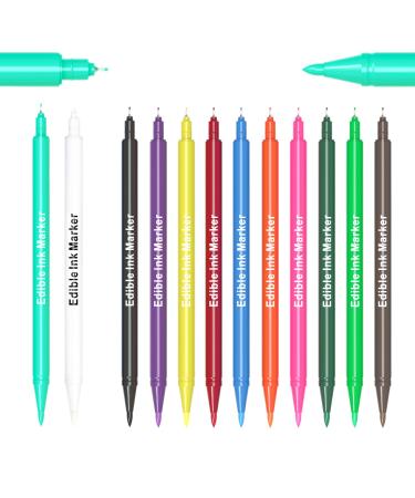 Food Coloring Pens Set of 12 Dual Tips Edible Ink Markers Food Grade Gourmet Writers with 12 Vibrant Colors for Cookies Cakes Cupcakes Crafts Drawing Painting & Baking Decorating