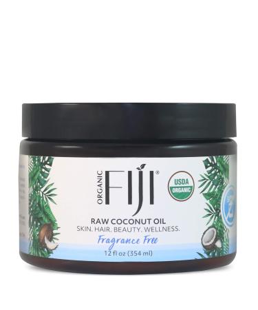 Organic Fiji Raw Cold Pressed Coconut Oil for Hair  Skin  Face & Body | Relaxing Massage Oil | Fragrance Free  12 oz for Women Men & Baby Fragrance Free 12 Fl Oz