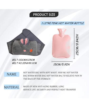 Eulapgoe Hot Water Bottle with Soft Waist Cover - 1000ml Heat Bag for Pain Relief | Ideal for Belly Back & Legs - Buy Online on GoSupps.com