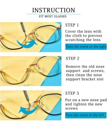 25 Pairs Silicone Screw-in Nose Pads for Eye Glasses Repair Kit | Includes Screws, Screwdriver, Tweezers, Cleaning Cloth - Buy Online on GoSupps.com